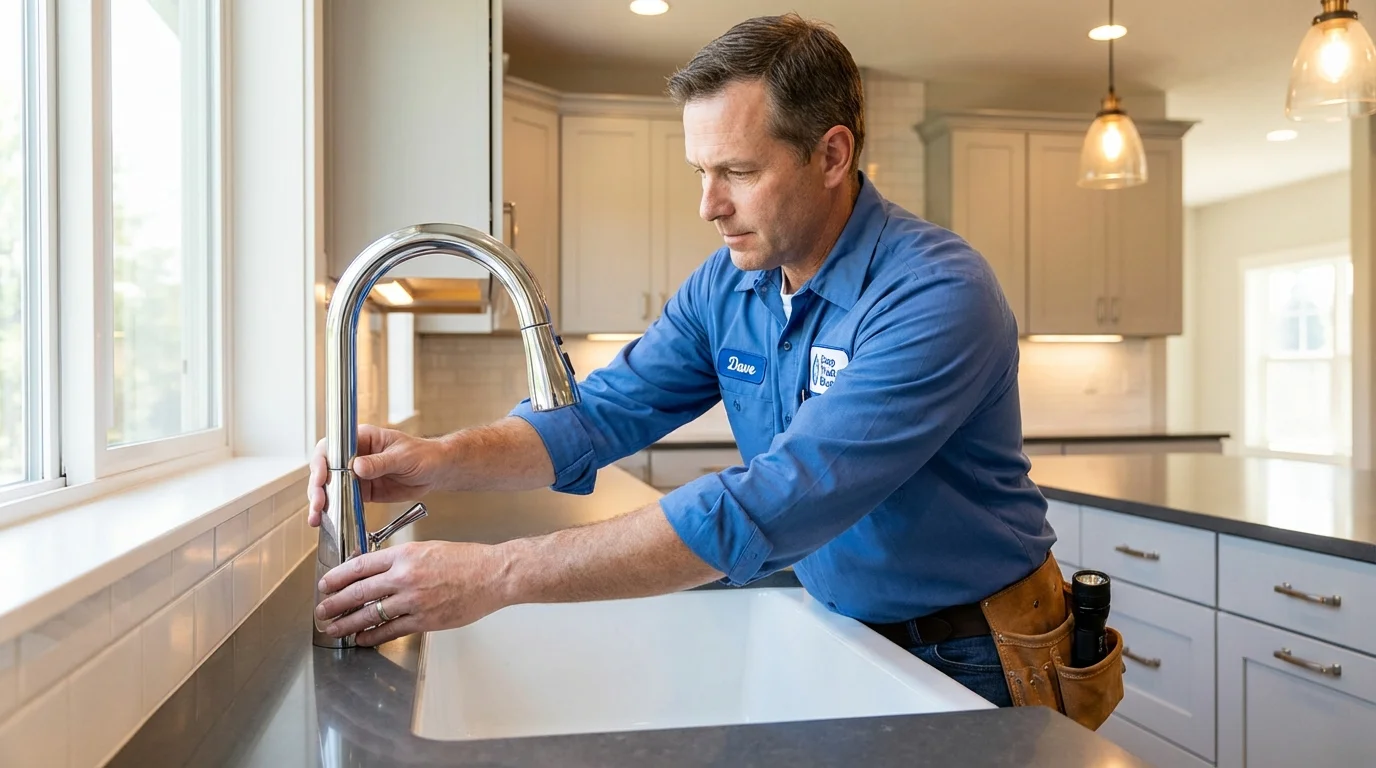 Kitchen faucet installation by Johns Plumbing LLC in Plainville